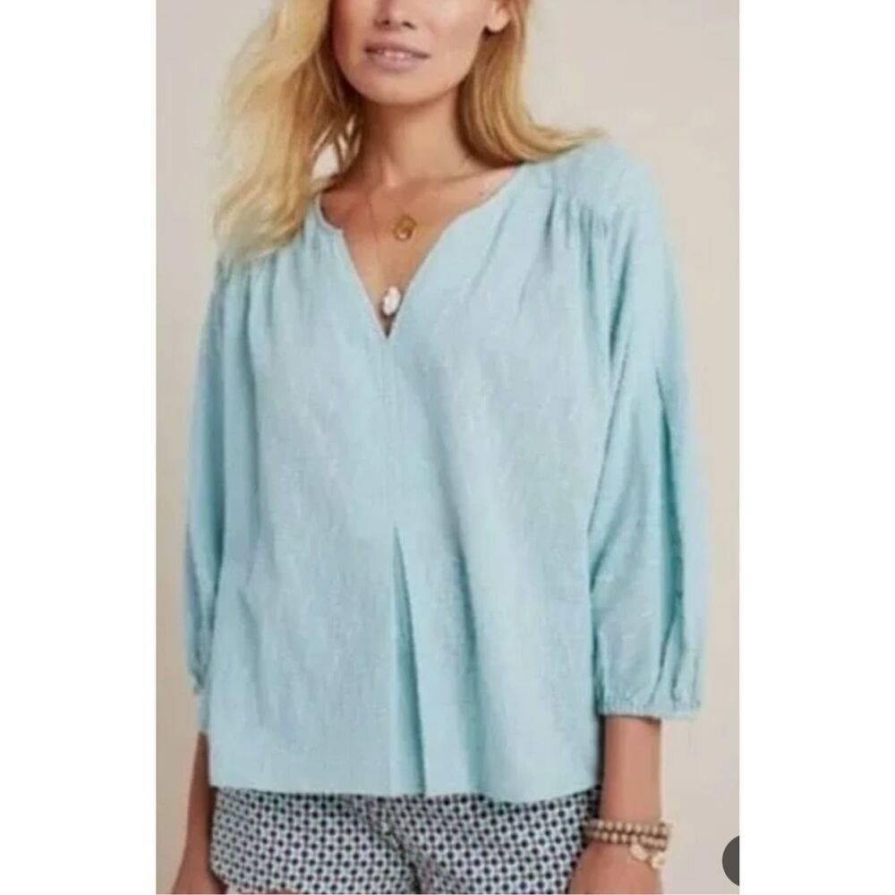 Dolan Left coast Collection Anthropologie Alvia peasant blouse 3/4 balloon sleev